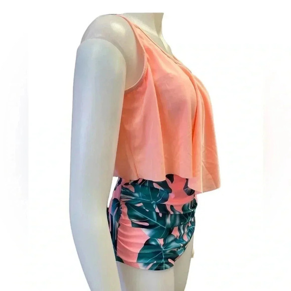 Summer Mae 2 Piece High Waist  Flounce Boy Shorts Floral Bikini Size XXL - Picture 5 of 16